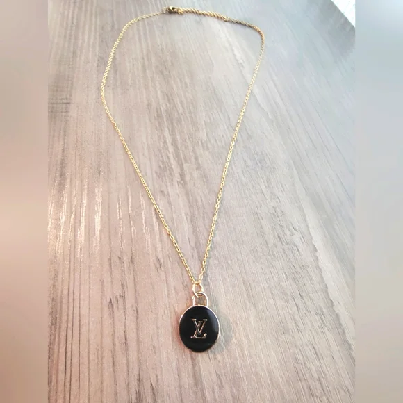 Louis Vuitton Zipper Pull Double Sided Pendant/14k Gold Plated Chain - Picture 4 of 5